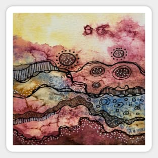 Abstract Landscape Watercolor Earth Tones Sticker